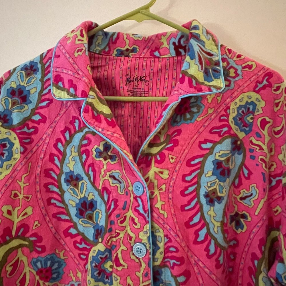 Fabulous Flannel Nick & Nora Vintage Paisley PJs, Like New